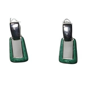 Earrings Mint green enamel Dangle Clip-on 1 1/4"